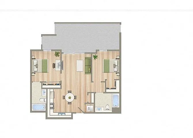 Floor plan Two Bedrooms Two Bathrooms