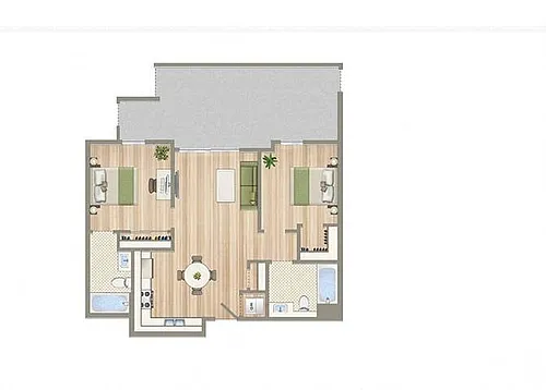Floor plan Two Bedrooms Two Bathrooms