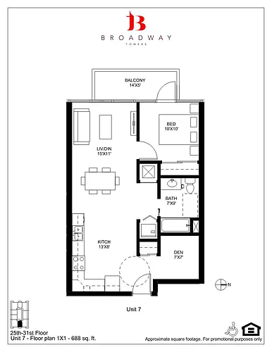 Floor plan Broadway 7 1x1