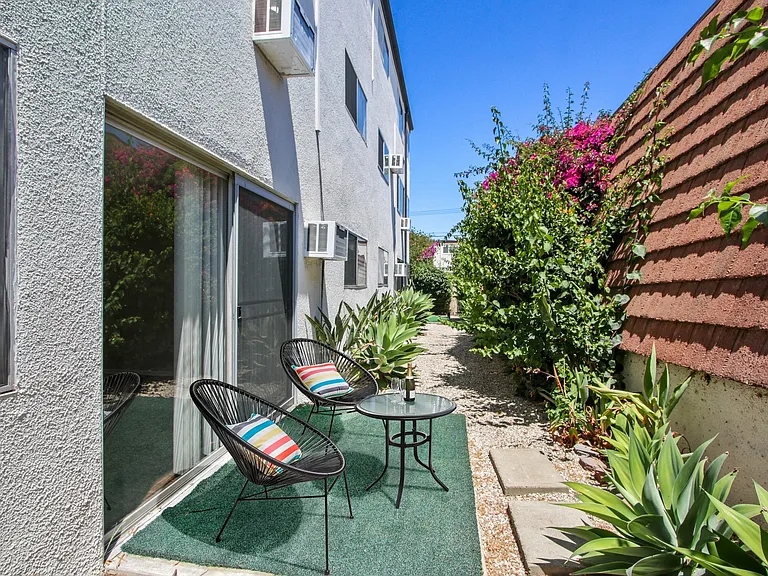 Beautiful Patio with lush landscaping