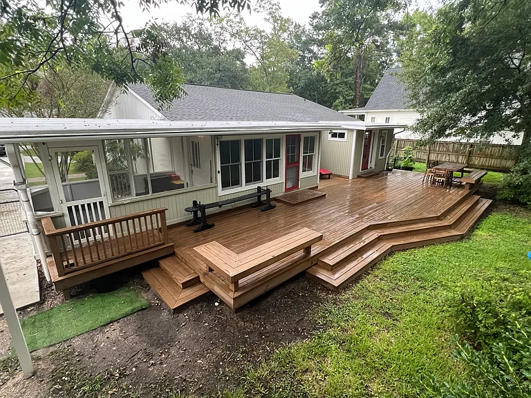 screen porch, sun room, and back deck