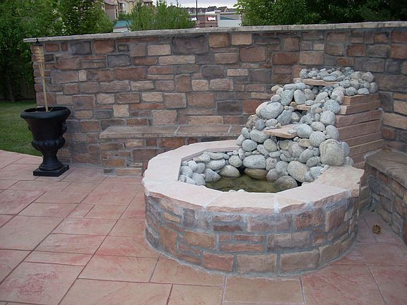 larger patio with water fall