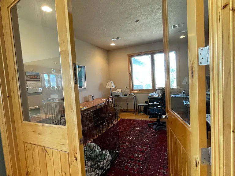 Office with double doors.