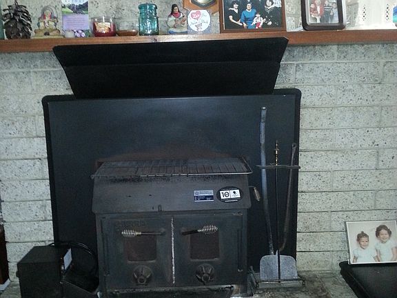 Wood heater in living room
