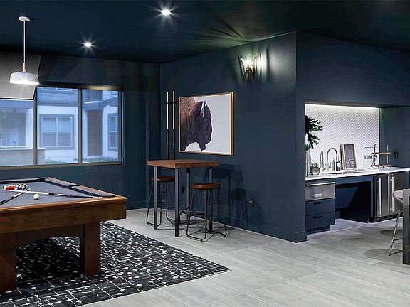 Apartment community entertainment lounge at Griffis Oak Lawn in Bethesda, Maryland.