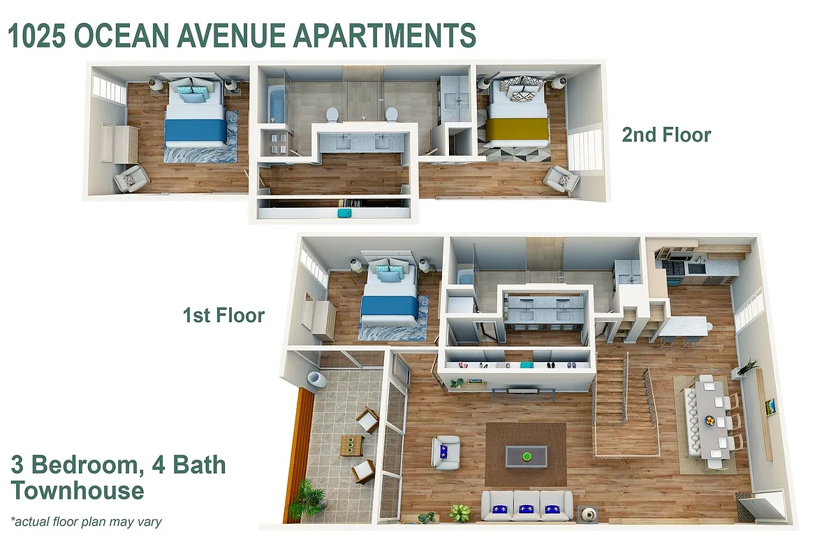 Floor plan 3 Bedroom, 4 Bath Townhouse