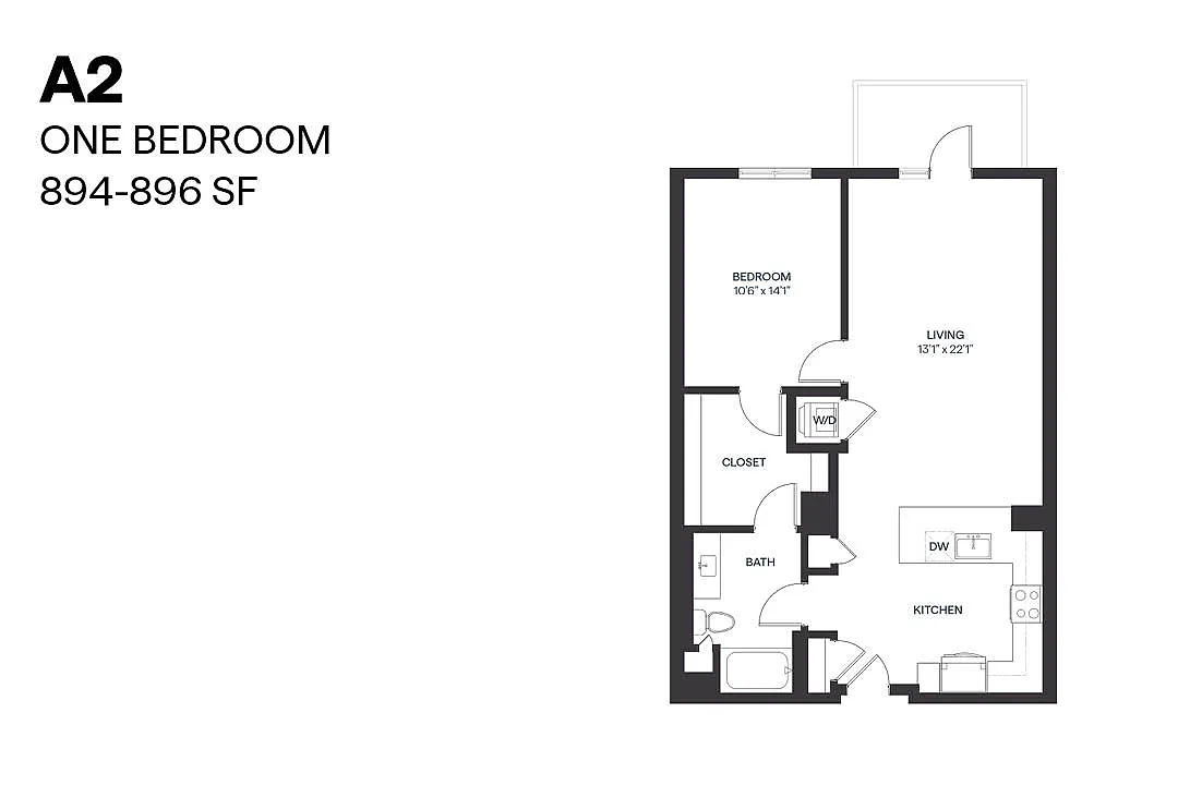 Floor plan One Bedroom A2