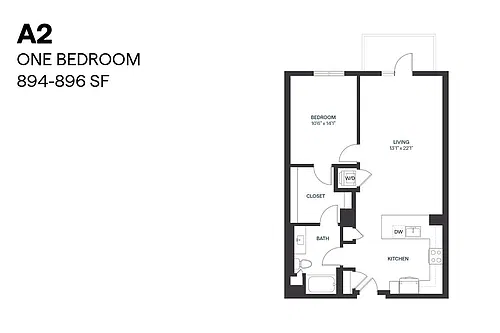 Floor plan One Bedroom A2