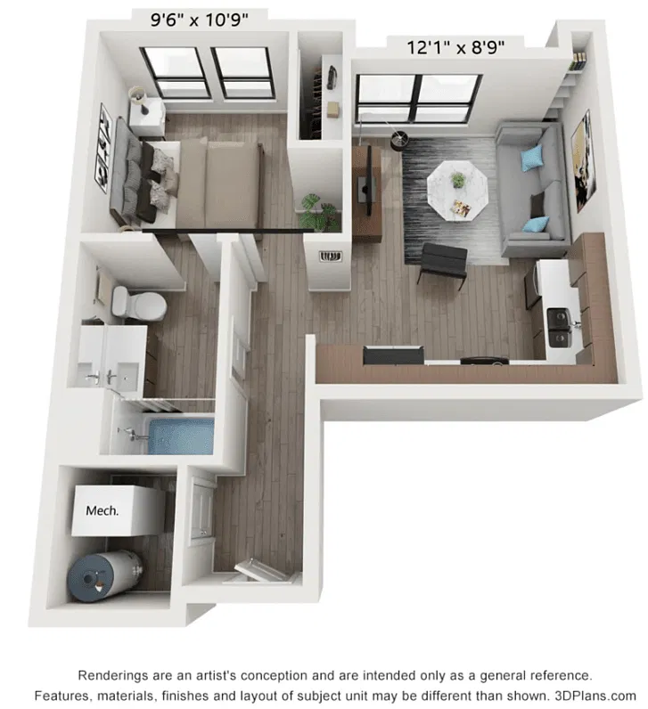 Floor plan 1X1 D
