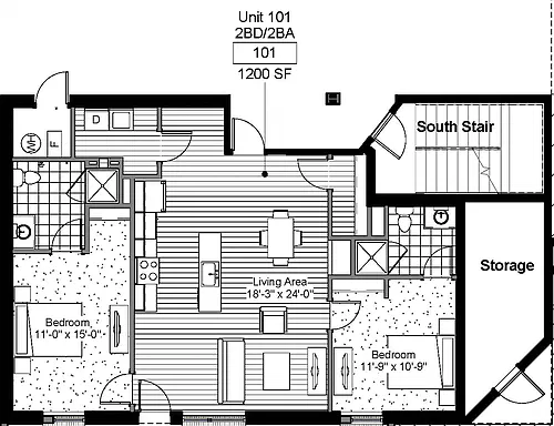 Floor plan 2 Bed 2 Bath