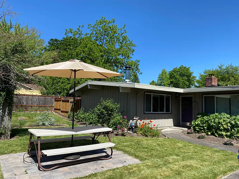 Hang out shared space. Adjacent to your own private fenced in yard.
