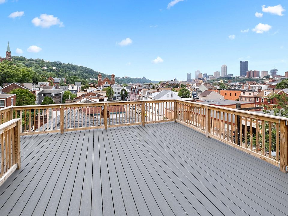 Roof top deck with views of Southside and Downtown Pittsburgh skyline
