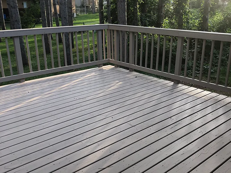 Deck and backyard.