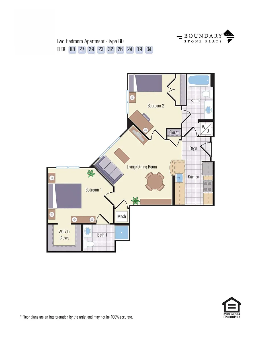 Floor plan 2 Bed/2 Bath (251bc5)