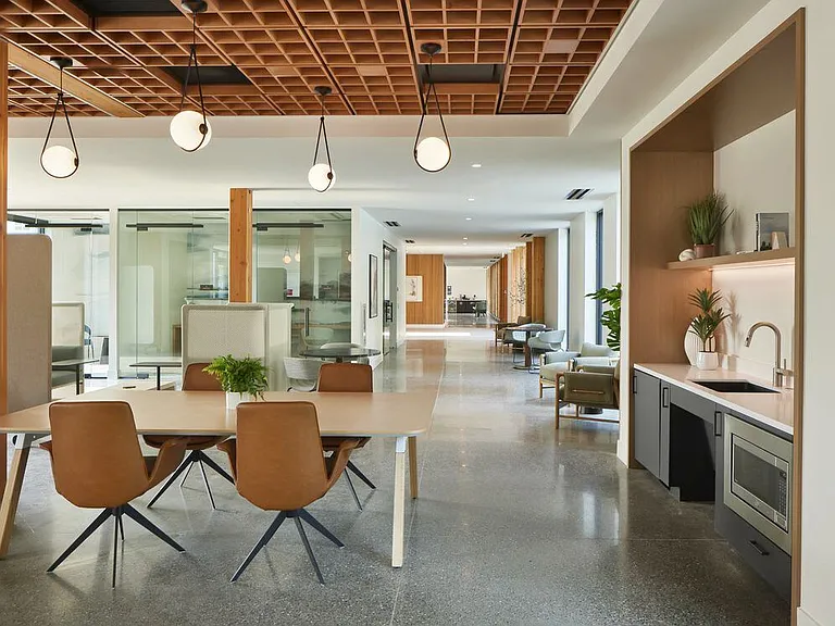 Co-working lounge with entertaining kitchen