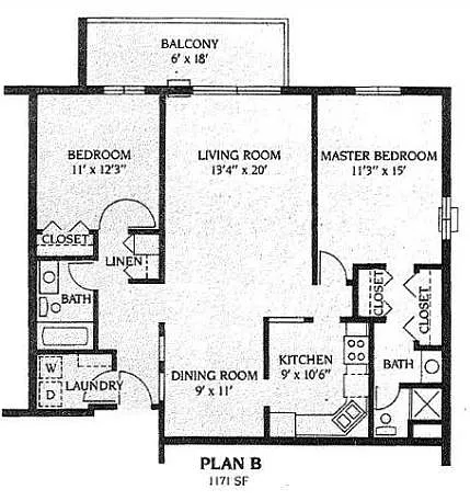 Floor plan Two Bedroom - Plan B
