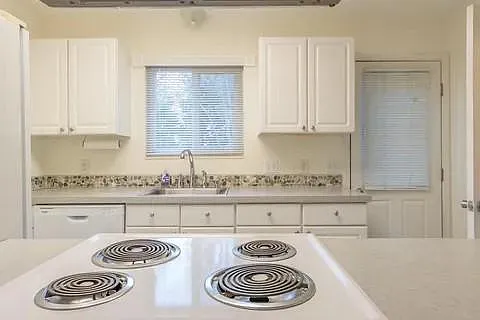 View of kitchen from dining room