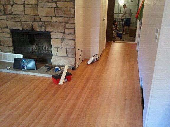 Living room w/ updated wood