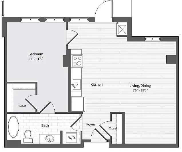 Floor plan 11f13 1BR/1BA