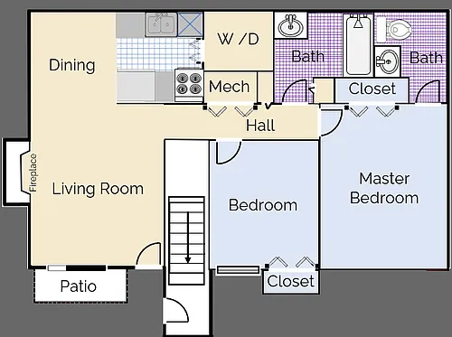 Floor plan 2 bedroom 1.5 bath