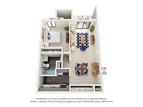 Floor plan The Forest: 1 Bedroom