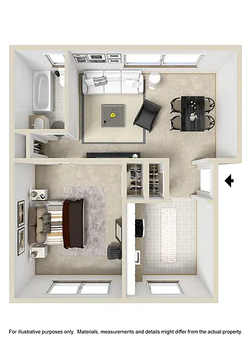 Floor plan One Bedroom Large