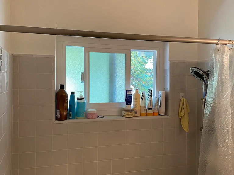 View to window in the shower