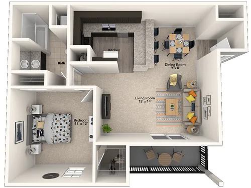 Floor plan A3: 1 Bed 1 Bath