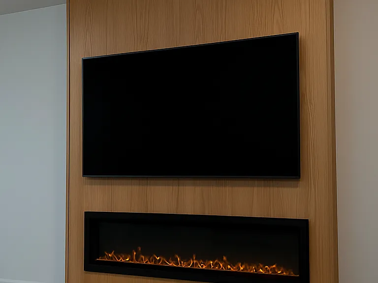 Brand new TV built-in with electric fireplace in Bonus/TV Room