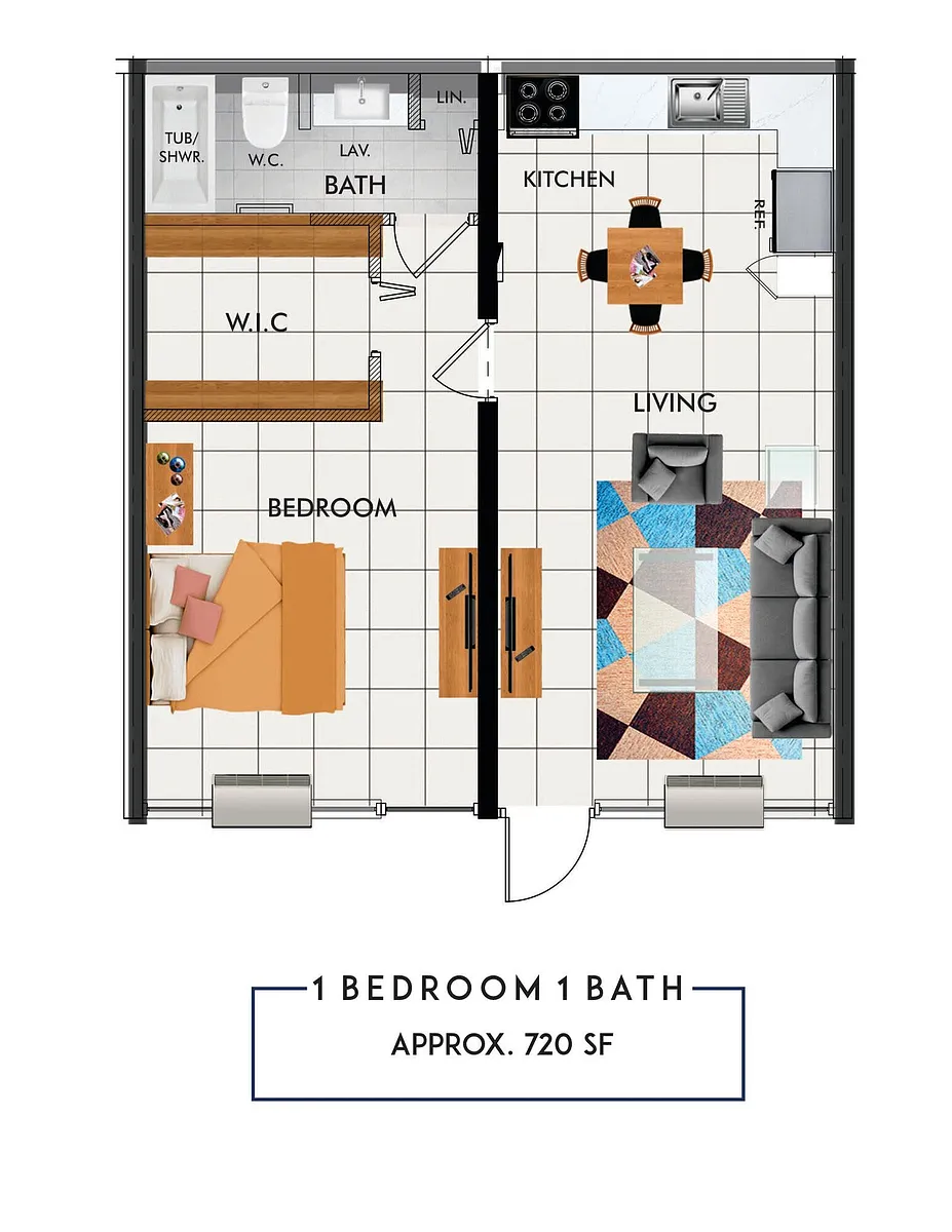 Floor plan One Bedroom, One Bathroom