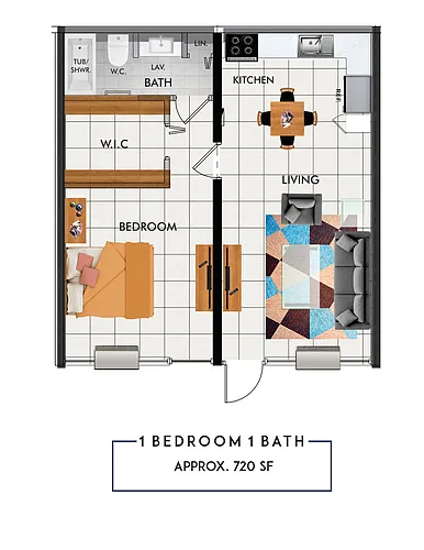 Floor plan One Bedroom, One Bathroom