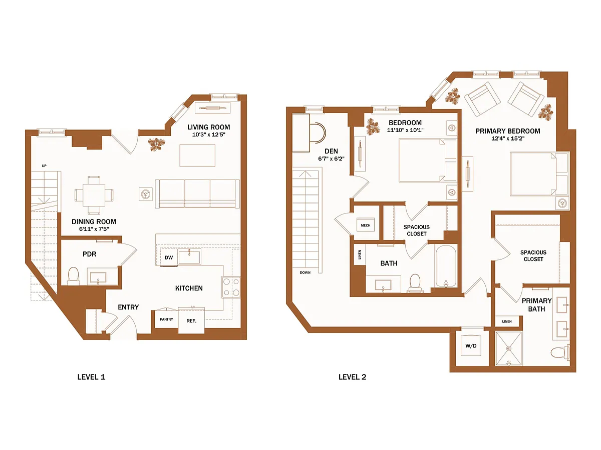 Floor plan F6 - 2 Bed | 2 Bath