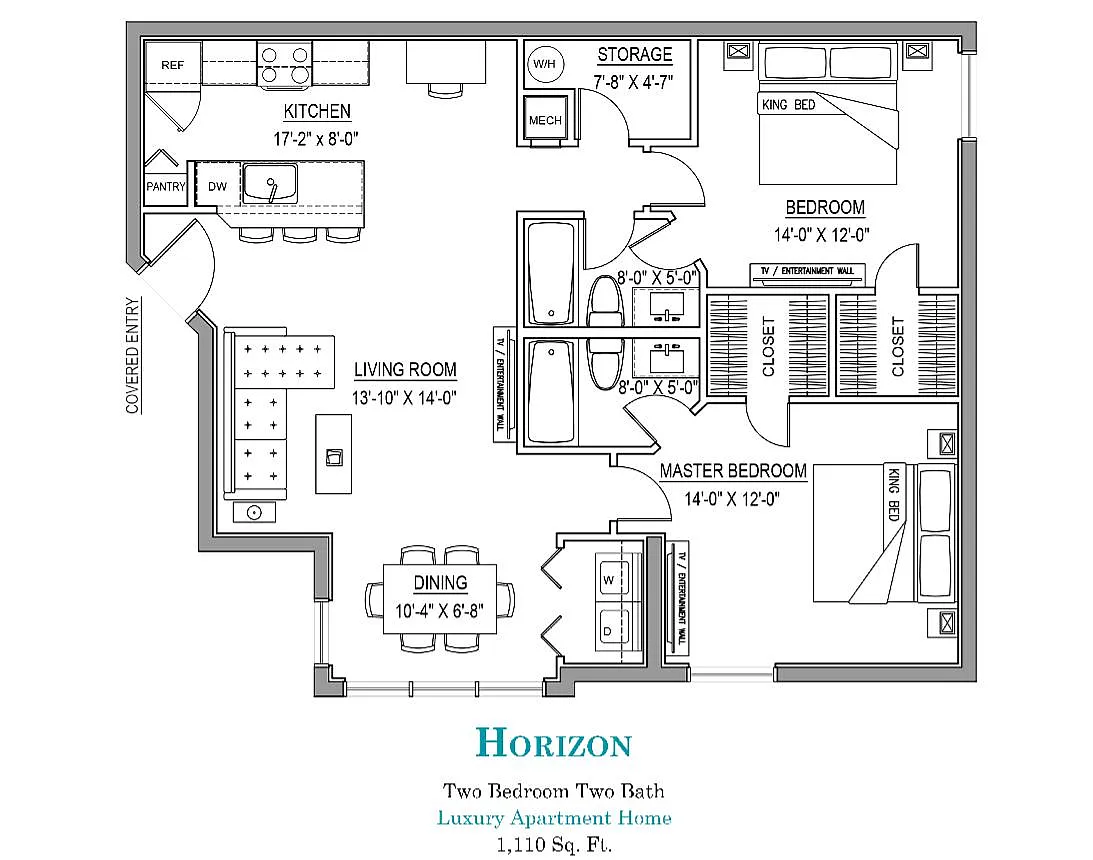 Floor plan 2 Bed 2 Bath