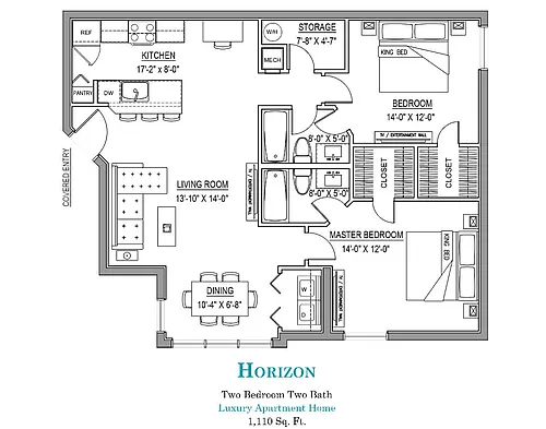 Floor plan 2 Bed 2 Bath