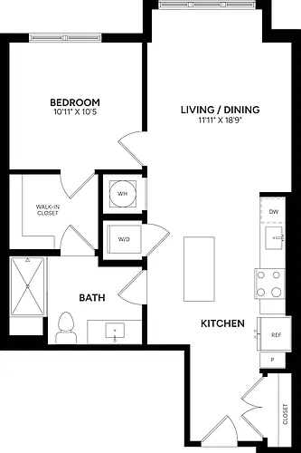 Floor plan 1 Bed/ 1 Bath-A10P