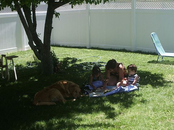 private yard after garage and fence