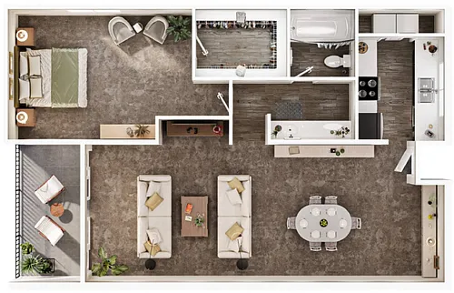 Floor plan 1X1 D