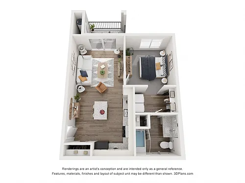 Floor plan 1 Bedroom A1 ADA