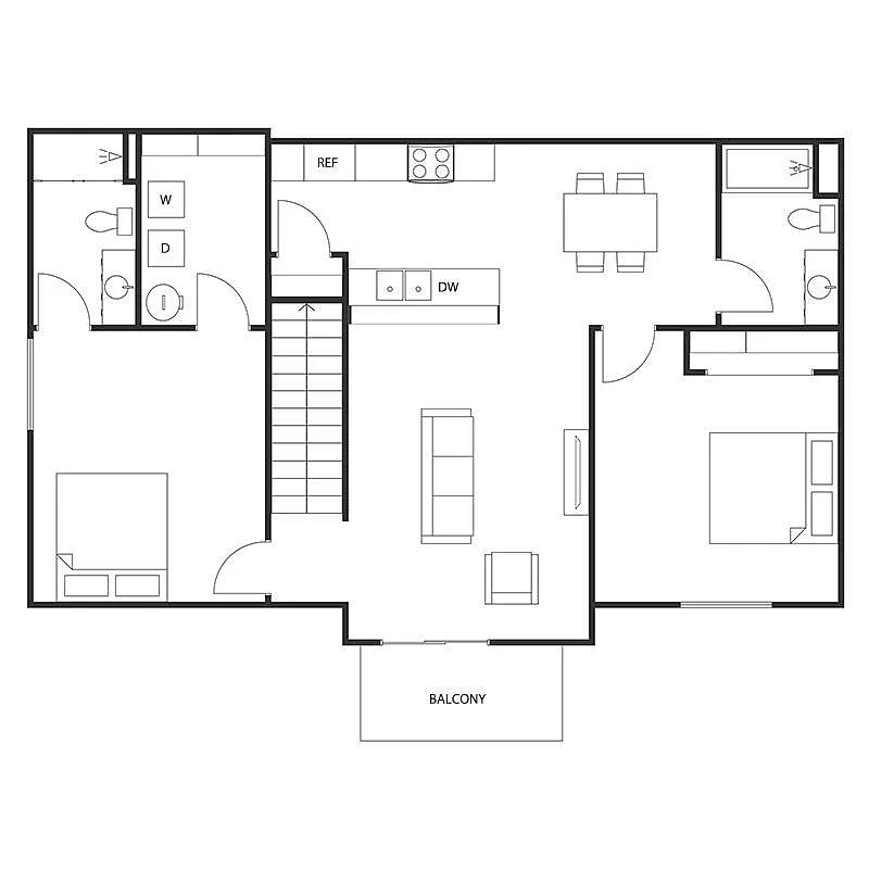 Floor plan 2 Bed 2 Bath Split