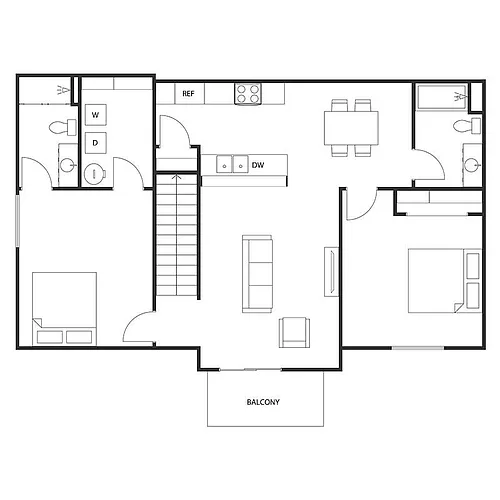Floor plan 2 Bed 2 Bath Split