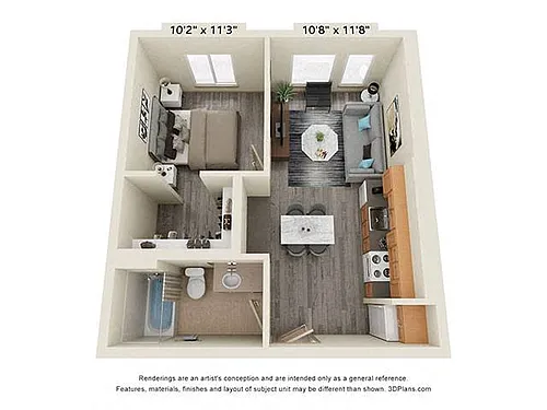 Floor plan 1 Bedroom 60 Percent AMI