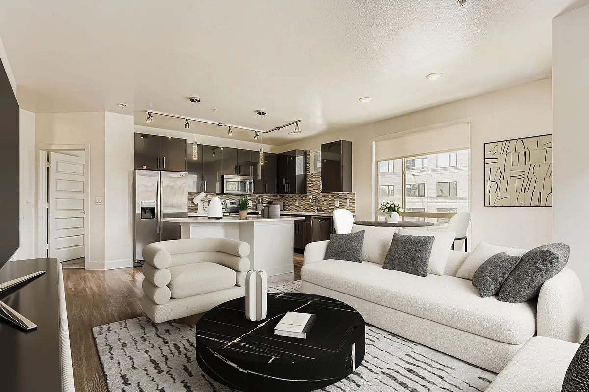 Plan B3: light and bright living room - 8TWO8 on Broadway Apartments