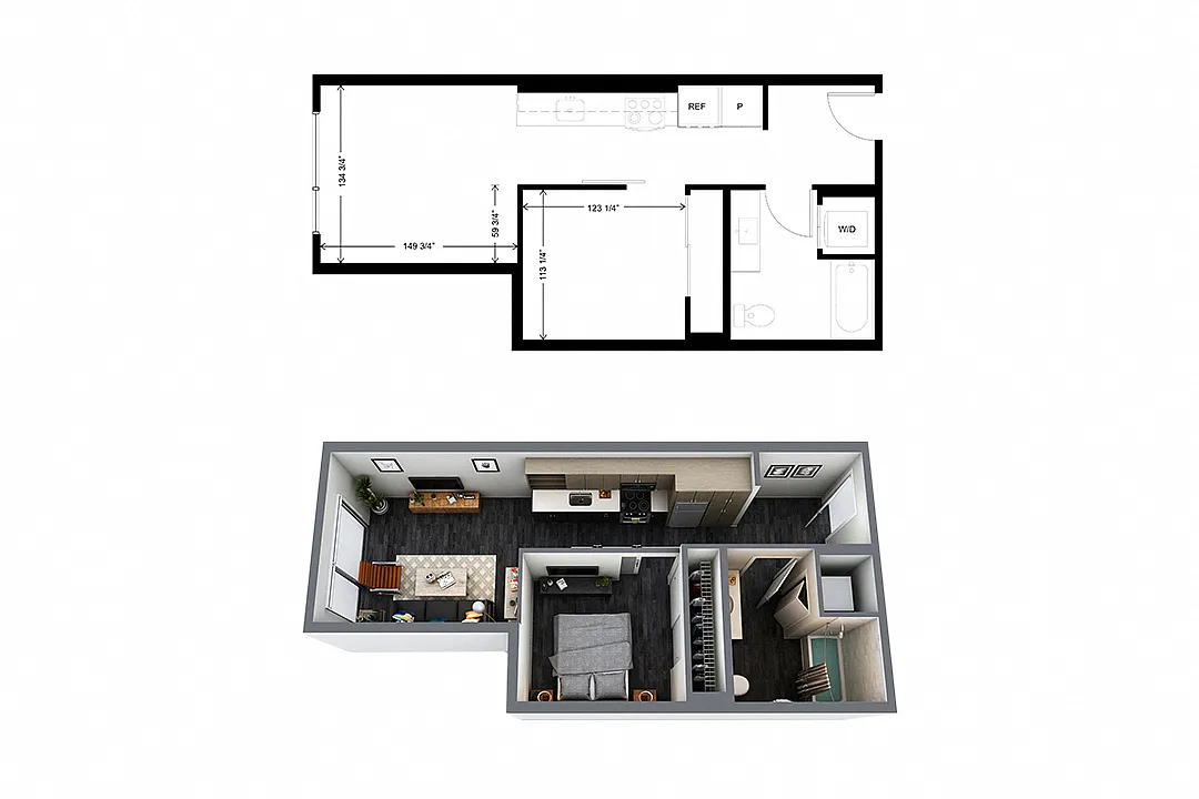 Floor plan a8 1 Bedroom