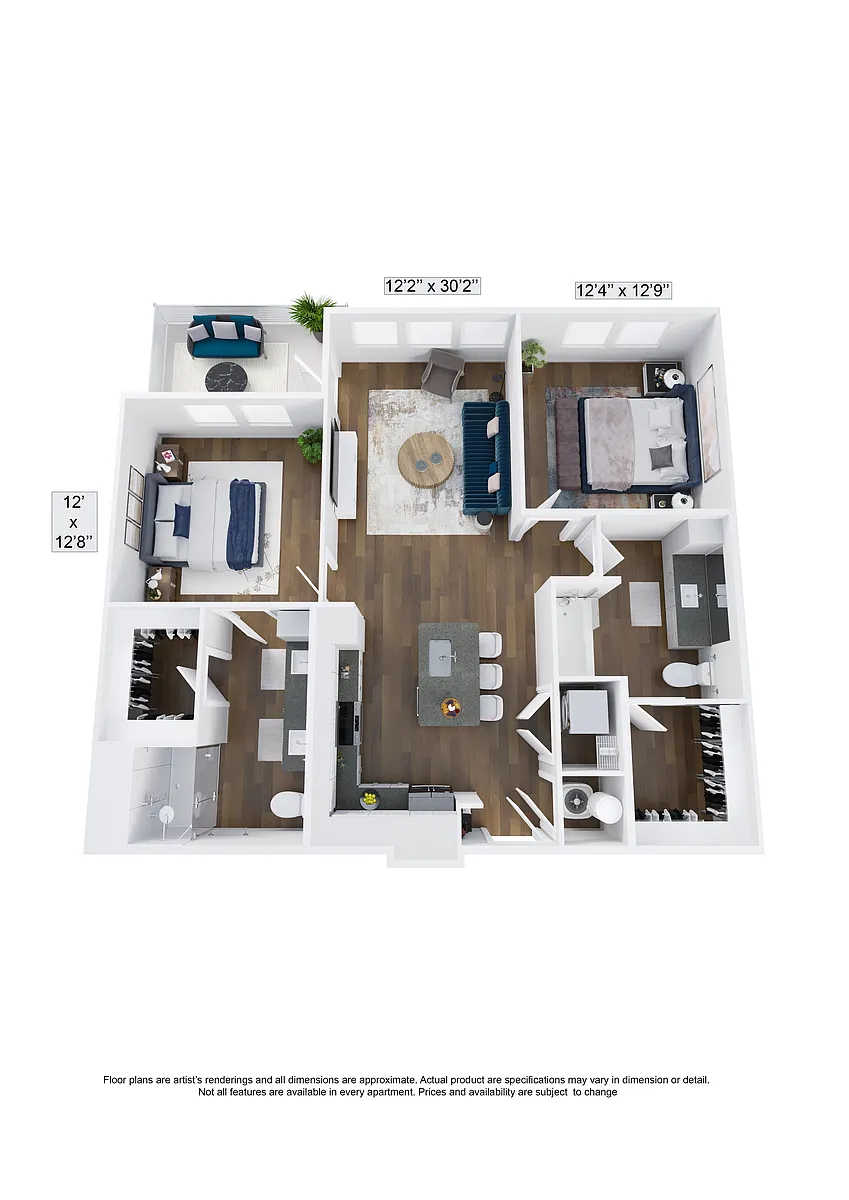 Floor plan Faithfully | 2 Bed | 2 Bath