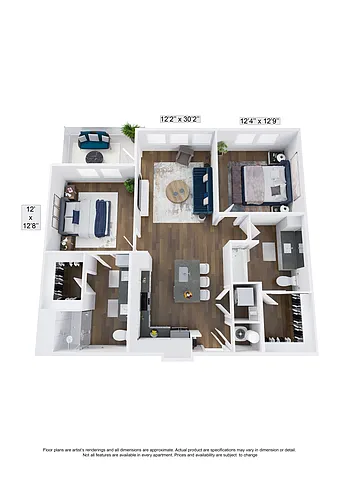 Floor plan Faithfully | 2 Bed | 2 Bath