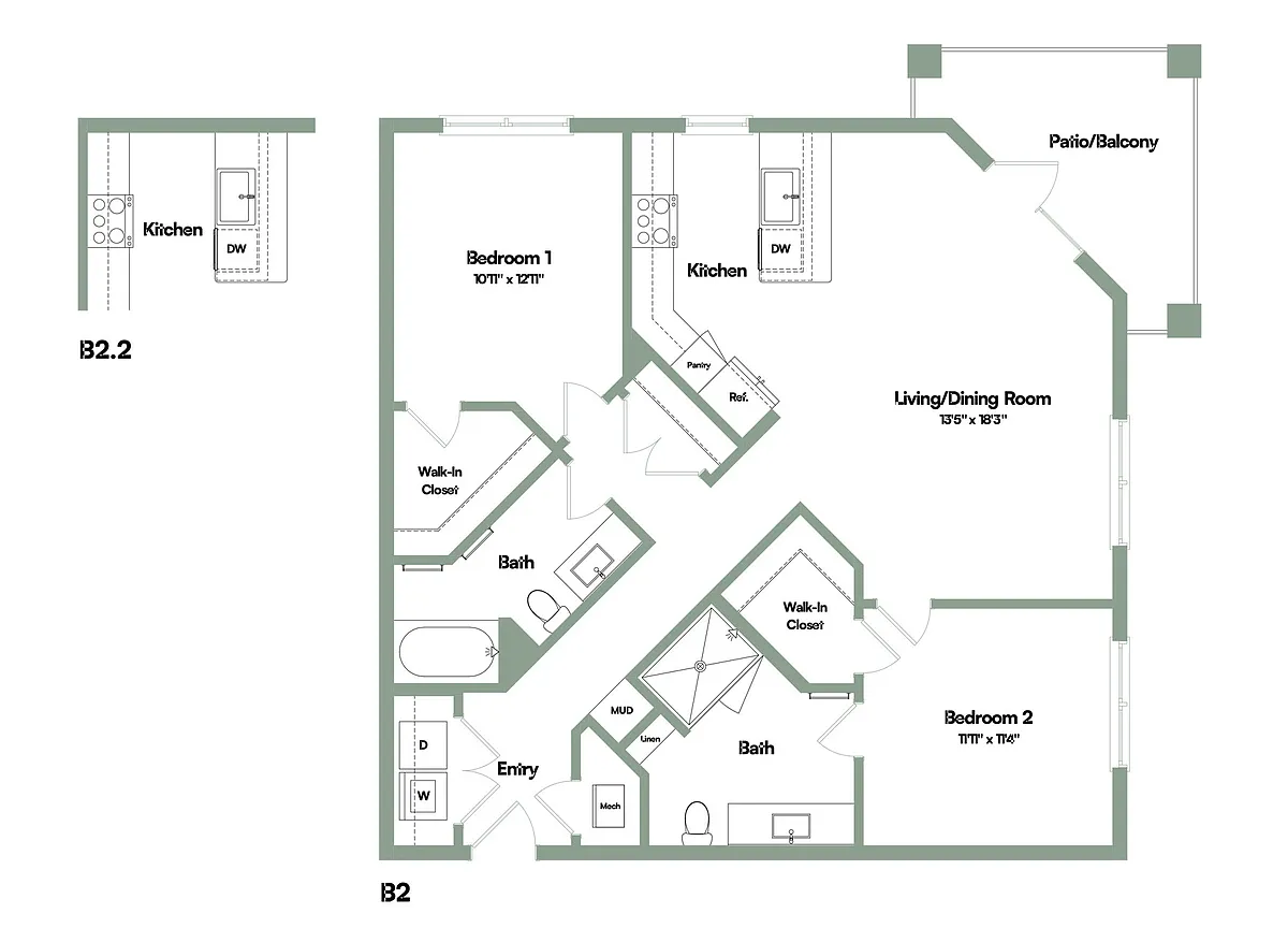 Floor plan The Discovery | 2 Bed | 2 Bath