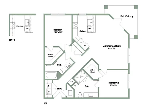 Floor plan The Discovery | 2 Bed | 2 Bath
