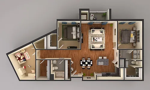 Floor plan 2 Bedroom with Den 4570