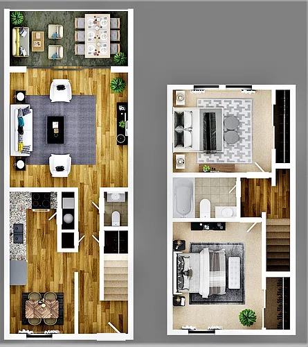 Floor plan Two Bedroom 1.5 Bath TH