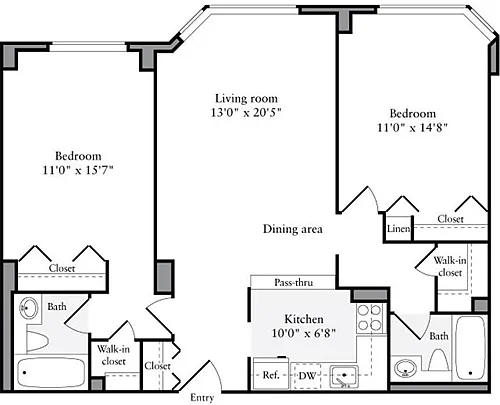 Floor plan 2 Bedrooms T